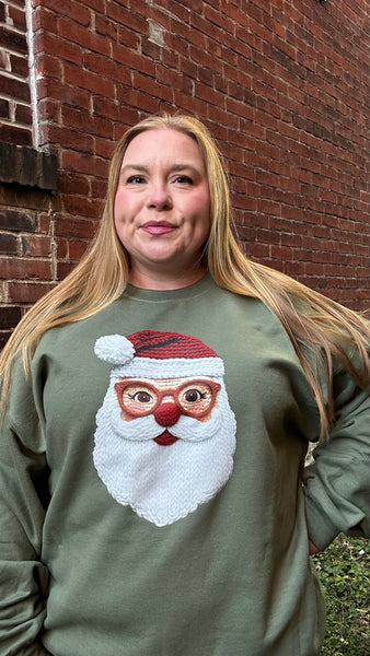 Faux Crochet Santa Crewneck