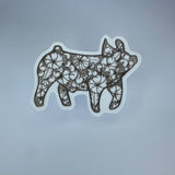 Floral Pig Waterproof Sticker