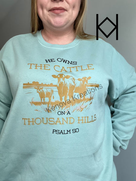 Cattle On A Thousand Hills Bella Canvas Fleece Crewneck