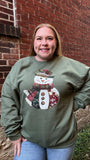 Patchwork Snowman Crewneck