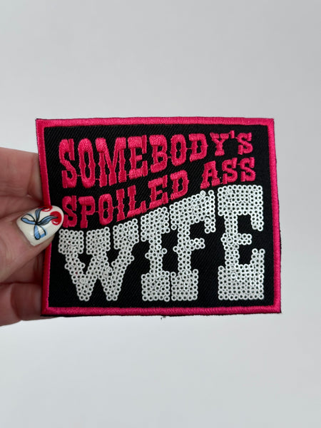 Sequin Spoiled Wife Adhesive Patch