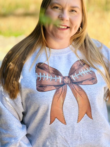 Football Coquette Bow Crewneck