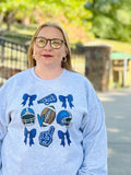 Blue Football Stack Crewneck