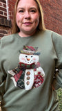 Patchwork Snowman Crewneck