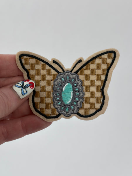 Checkered Butterfly Adhesive Patch