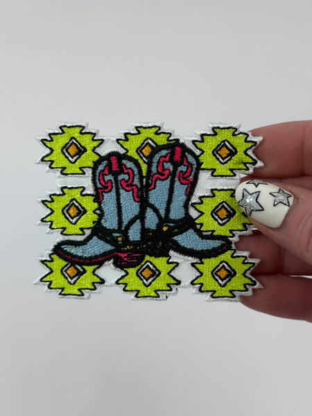 Neon Aztec and Boots Adhesive Patch