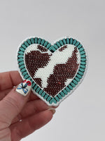 Sequin Cowprint Heart Adhesive Patch