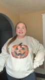 Faux Patchwork Pumpkin Crewneck