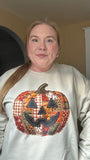 Faux Patchwork Pumpkin Crewneck
