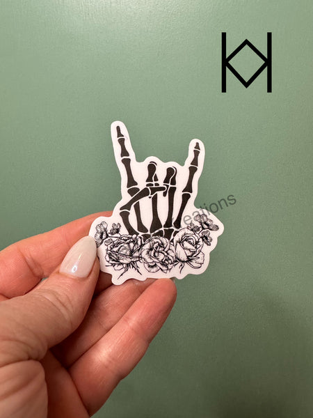 Floral Skull Hand Waterproof Sticker