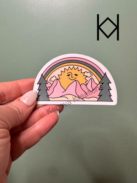 Sunny Mountains Waterproof Sticker