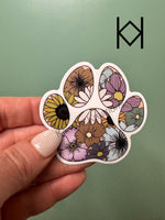 Floral Paw Print Waterproof Sticker