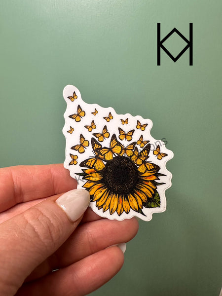 Sunflower Butterfly Waterproof Sticker